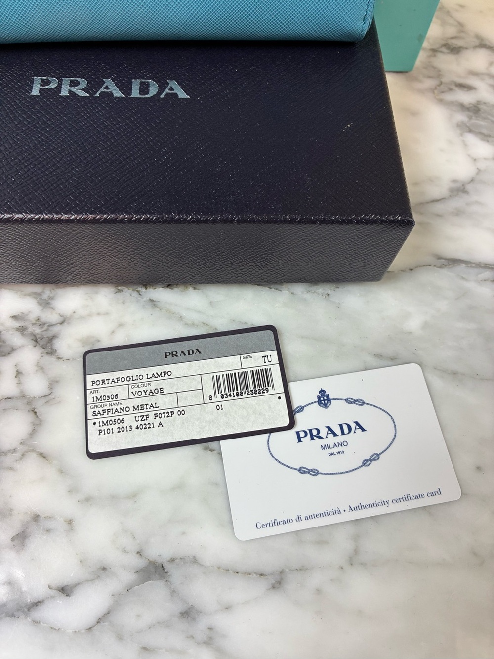 Prada Voyage Blue Saffiano Leather Zip Around Wallet - Pristine Condition - Picture 13 of 13